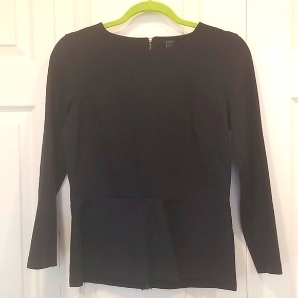 J. Crew Tops - J. Crew Black Peplum Top Size Small